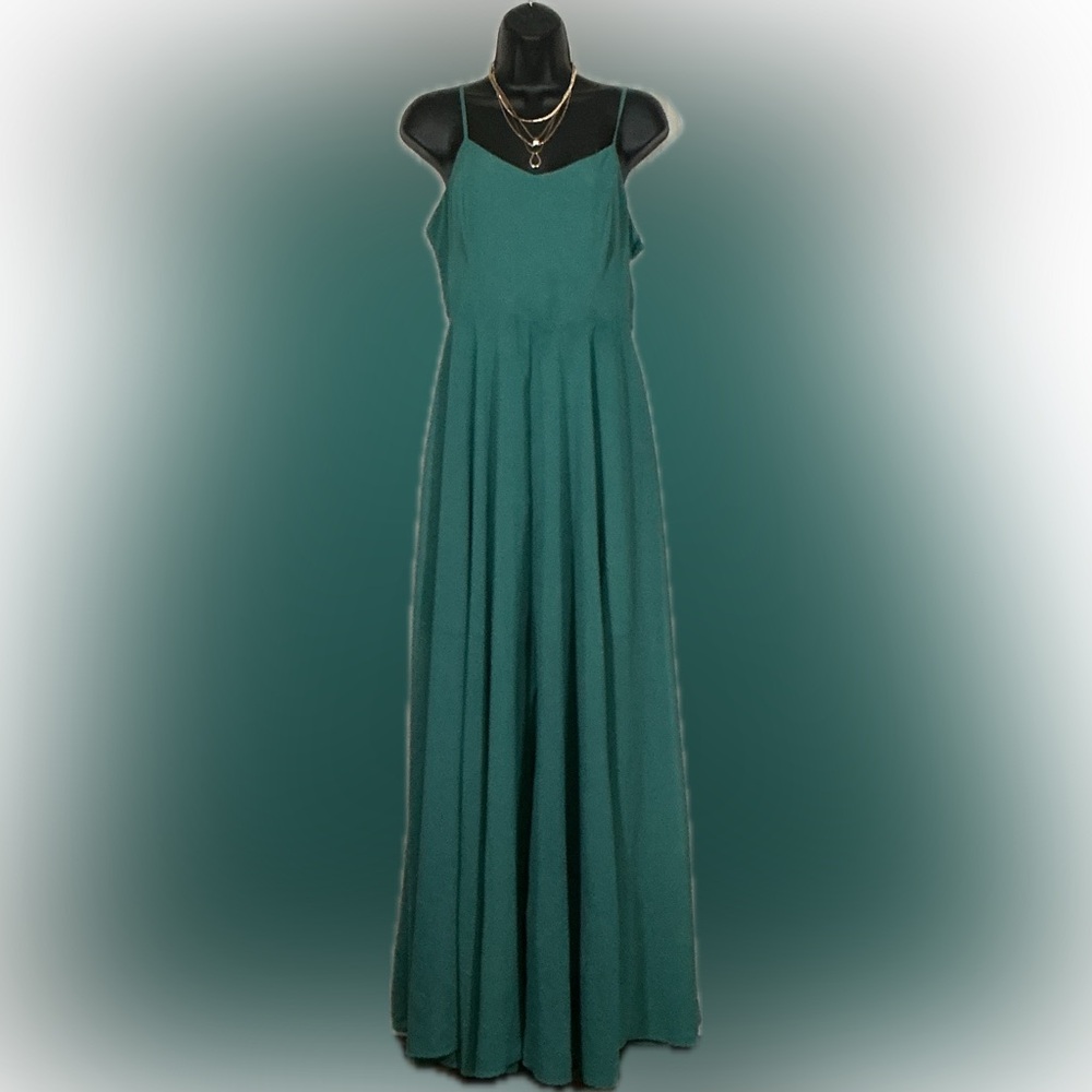 She + Sky Teal Green Maxi Dress Spaghetti Strap Flowy Sleeveless Size M - Picture 1 of 9